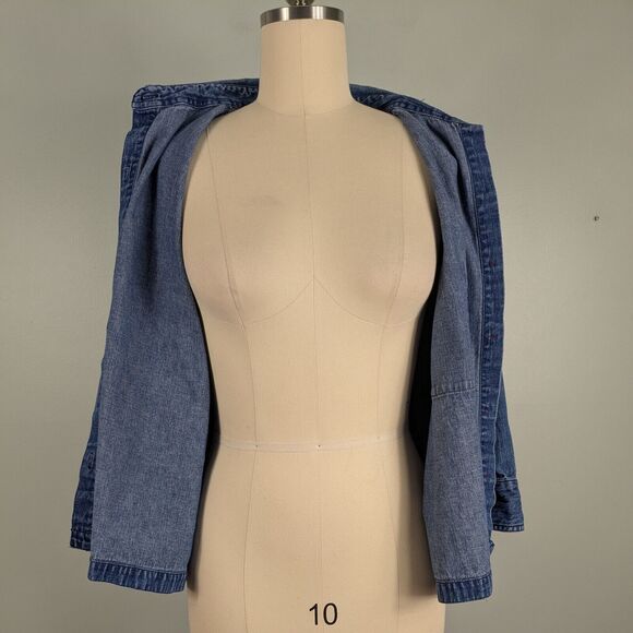 Vintage Chicos Denim Top Topper Jacket XL Blue Jean Boxy Layering Lagenlook Prep - Picture 4 of 11